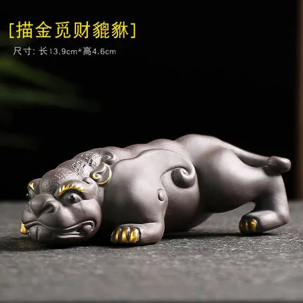 Purple Clay Tea Pet, Wealth Brave Troops Ornaments, Creative Handicraft, Gold Toad, Can Be Raised Soldered, High Quality