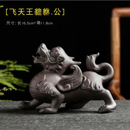 Purple Clay Tea Pet, Wealth Brave Troops Ornaments, Creative Handicraft, Gold Toad, Can Be Raised Soldered, High Quality