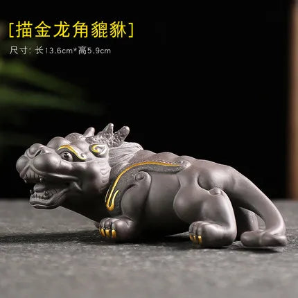 Purple Clay Tea Pet, Wealth Brave Troops Ornaments, Creative Handicraft, Gold Toad, Can Be Raised Soldered, High Quality