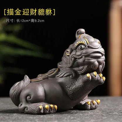 Purple Clay Tea Pet, Wealth Brave Troops Ornaments, Creative Handicraft, Gold Toad, Can Be Raised Soldered, High Quality