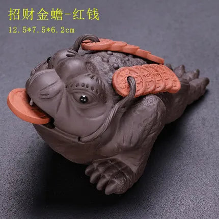 Purple Clay Tea Pet, Wealth Brave Troops Ornaments, Creative Handicraft, Gold Toad, Can Be Raised Soldered, High Quality