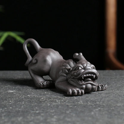 Purple Clay Tea Pet, Wealth Brave Troops Ornaments, Creative Handicraft, Gold Toad, Can Be Raised Soldered, High Quality