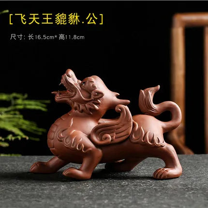 Purple Clay Tea Pet, Wealth Brave Troops Ornaments, Creative Handicraft, Gold Toad, Can Be Raised Soldered, High Quality
