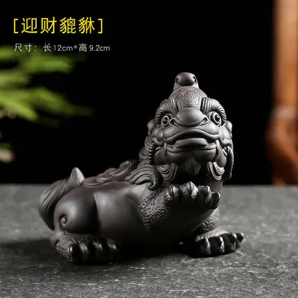 Purple Clay Tea Pet, Wealth Brave Troops Ornaments, Creative Handicraft, Gold Toad, Can Be Raised Soldered, High Quality