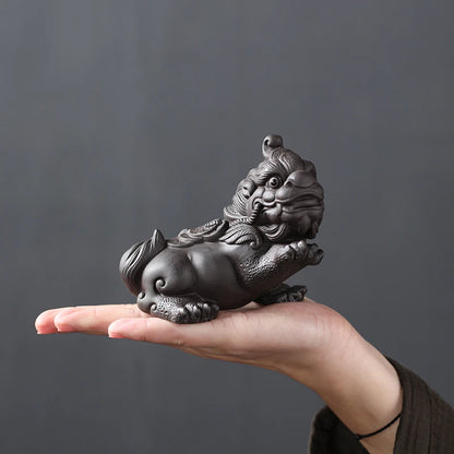 Purple Clay Tea Pet, Wealth Brave Troops Ornaments, Creative Handicraft, Gold Toad, Can Be Raised Soldered, High Quality