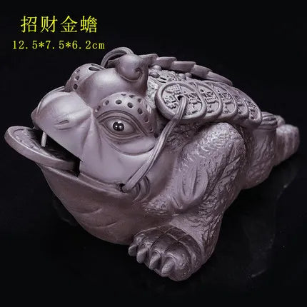 Purple Clay Tea Pet, Wealth Brave Troops Ornaments, Creative Handicraft, Gold Toad, Can Be Raised Soldered, High Quality