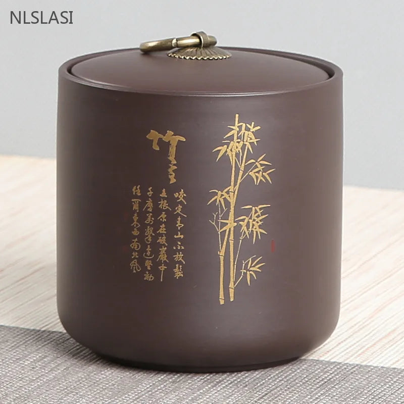 Purple Clay Tea Tin Sealed Pot of Pu 'er Tea Container Yixing Zisha Teaware Accessories Boutique Coffee Storage Tea Organizer