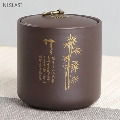Purple Clay Tea Tin Sealed Pot of Pu 'er Tea Container Yixing Zisha Teaware Accessories Boutique Coffee Storage Tea Organizer