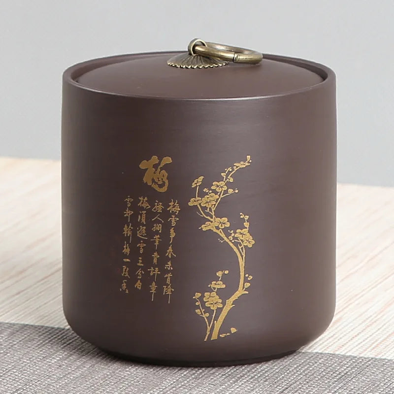 Purple Clay Tea Tin Sealed Pot of Pu 'er Tea Container Yixing Zisha Teaware Accessories Boutique Coffee Storage Tea Organizer
