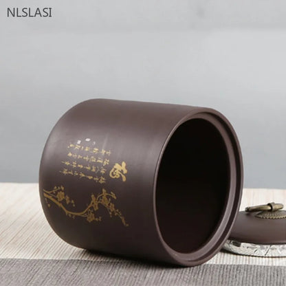 Purple Clay Tea Tin Sealed Pot of Pu 'er Tea Container Yixing Zisha Teaware Accessories Boutique Coffee Storage Tea Organizer