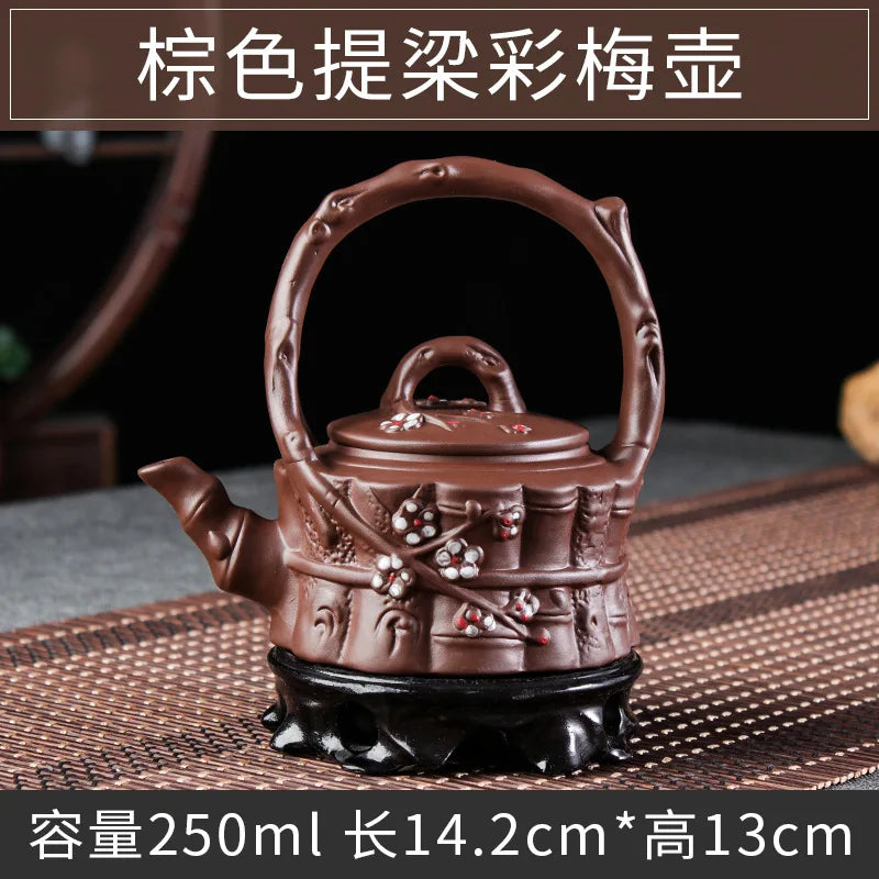 Purple Clay Teapot Antique Zhu Mud Beauty Tea Pot Hand Painted Plum Filter Kettle Customized Chinese Tea Sets