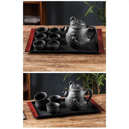 Purple Clay Teapot, Large Capacity, Feitian Tea Pot, Built-in Stainless Steel Filter Tea Maker, Household Kung Fu Tea Set 600ml