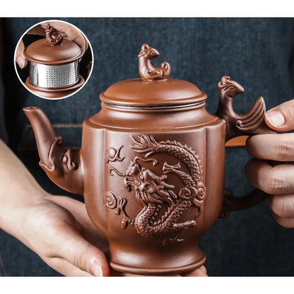 Purple Clay Teapot Large Capacity Teapot Single Pot with Built-in Stainless Steel Filter Teapot Household Kungfu Tea Set