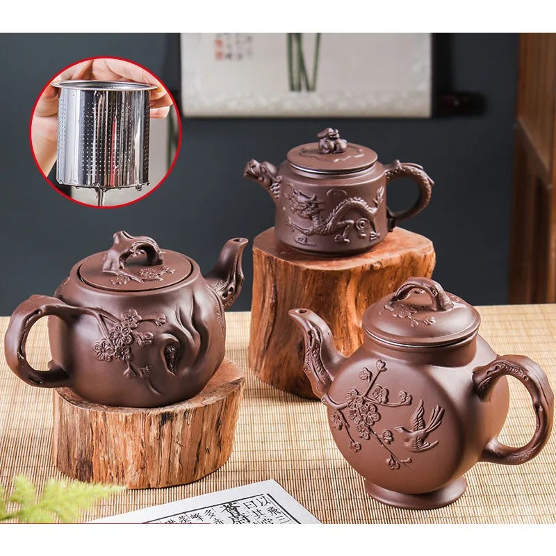 Purple Clay Teapot Large Capacity Teapot Single Pot with Built-in Stainless Steel Filter Teapot Household Kungfu Tea Set