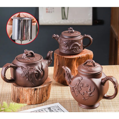 Purple Clay Teapot Large Capacity Teapot Single Pot with Built-in Stainless Steel Filter Teapot Household Kungfu Tea Set