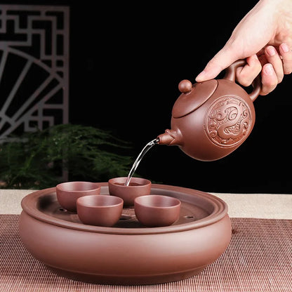 Purple Clay Teapot Large-capacity Household Longfeng Tea Kettle Chinese Kungfu Tea Set Cup Set