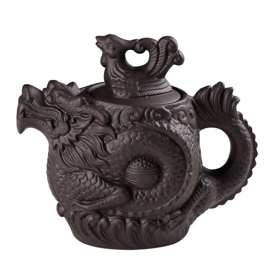 Purple Clay Teapot Traditional Chinese Tea Pot Dragon and Phoenix Tea Kettle Premium Tea Purple Clay Tea Set