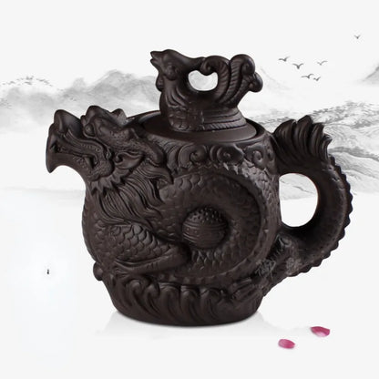 Purple Clay Teapot Traditional Chinese Tea Pot Dragon and Phoenix Tea Kettle Premium Tea Purple Clay Tea Set