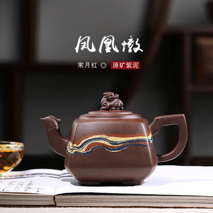 Purple Clay Teapot Wholesale Raw Ore Purple Clay Handmade Regular Moon Red Phoenix Pier Teapot Teaware Gifts Generation