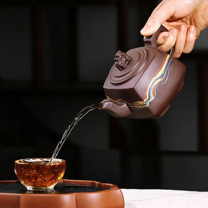 Purple Clay Teapot Wholesale Raw Ore Purple Clay Handmade Regular Moon Red Phoenix Pier Teapot Teaware Gifts Generation