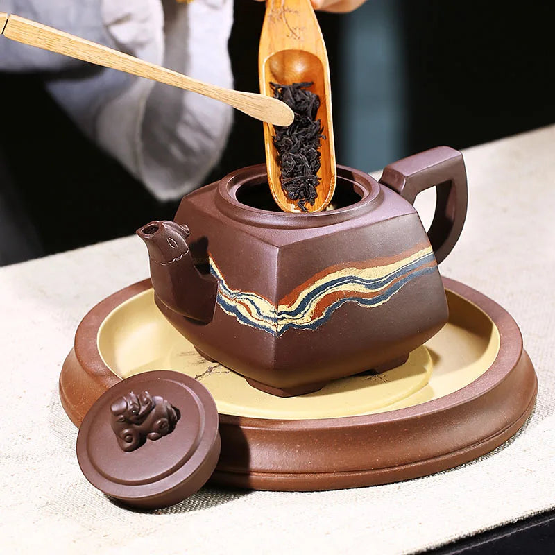 Purple Clay Teapot Wholesale Raw Ore Purple Clay Handmade Regular Moon Red Phoenix Pier Teapot Teaware Gifts Generation