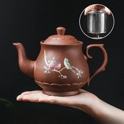 Purple Clay Teapot with Large Capacity and Everything Goes Smoothly The Built-in Stainless Steel Filter Bubble Teapot