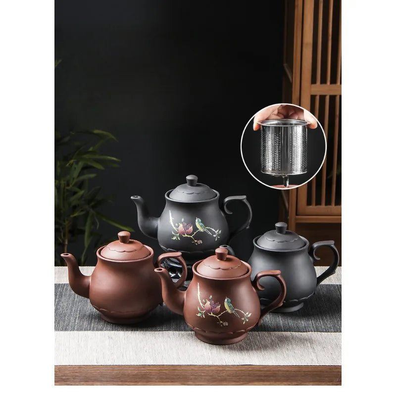 Purple Clay Teapot with Large Capacity and Everything Goes Smoothly The Built-in Stainless Steel Filter Bubble Teapot