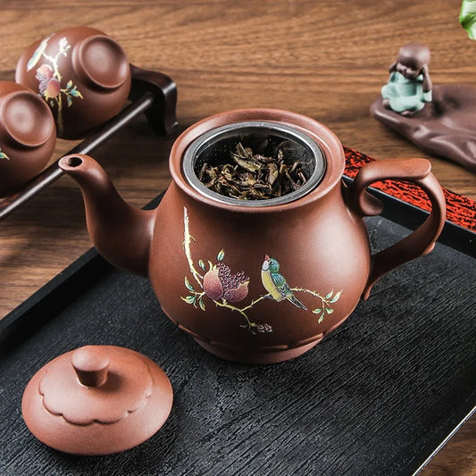 Purple Clay Teapot with Large Capacity and Everything Goes Smoothly The Built-in Stainless Steel Filter Bubble Teapot
