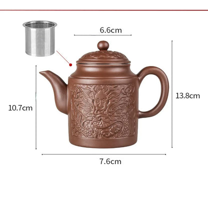Purple Clay Teapots Chinese Kung Fu Tea Set Master Hand Carved Teapot with Tea Infuser Green Tea Filter Kettle Tea Accessories