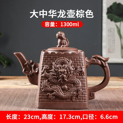 Purple Clay Teapots Chinese Kung Fu Tea Set Master Hand Carved Teapot with Tea Infuser Green Tea Filter Kettle Tea Accessories