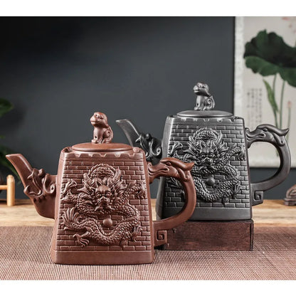 Purple Clay Teapots Chinese Kung Fu Tea Set Master Hand Carved Teapot with Tea Infuser Green Tea Filter Kettle Tea Accessories