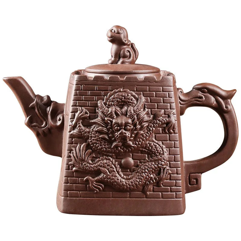 Purple Clay Teapots Chinese Kung Fu Tea Set Master Hand Carved Teapot with Tea Infuser Green Tea Filter Kettle Tea Accessories