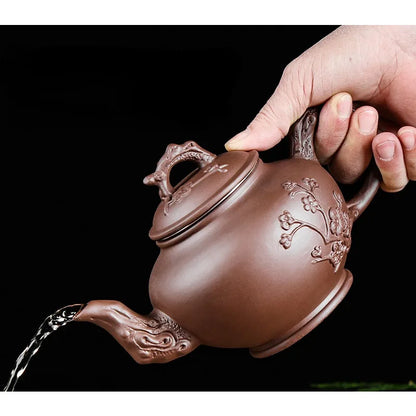 Purple Clay Teapots Chinese Kung Fu Tea Set Master Hand Carved Teapot with Tea Infuser Green Tea Filter Kettle Tea Accessories