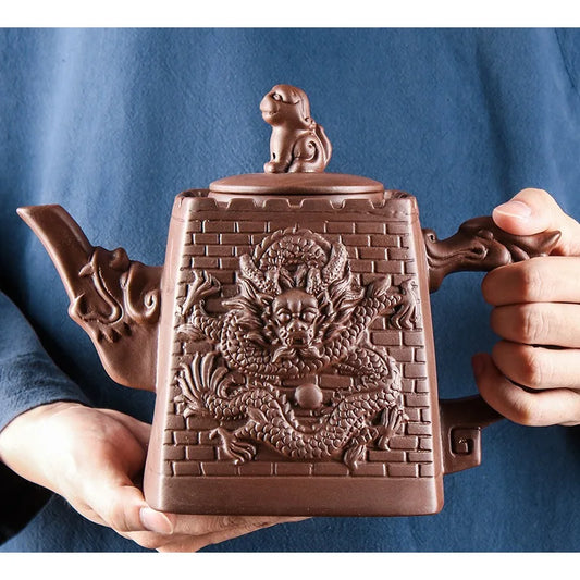 Purple Clay Teapots Chinese Kung Fu Tea Set Master Hand Carved Teapot with Tea Infuser Green Tea Filter Kettle Tea Accessories