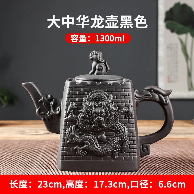 Purple Clay Teapots Chinese Kung Fu Tea Set Master Hand Carved Teapot with Tea Infuser Green Tea Filter Kettle Tea Accessories