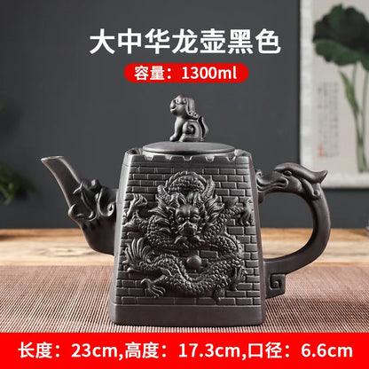 Purple Clay Teapots Chinese Kung Fu Tea Set Master Hand Carved Teapot with Tea Infuser Green Tea Filter Kettle Tea Accessories