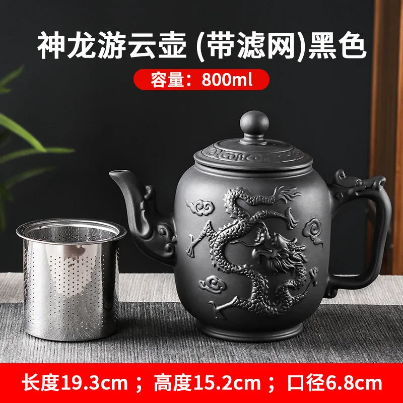 Purple Clay Teapots Chinese Kung Fu Tea Set Master Hand Carved Teapot with Tea Infuser Green Tea Filter Kettle Tea Accessories