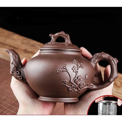 Purple Clay Teapots Chinese Kung Fu Tea Set Master Hand Carved Teapot with Tea Infuser Green Tea Filter Kettle Tea Accessories