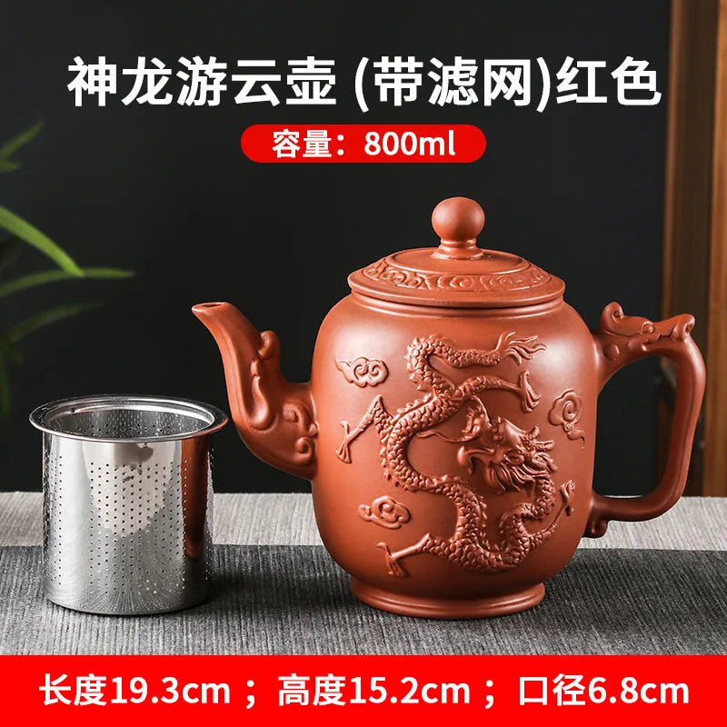 Purple Clay Teapots Chinese Kung Fu Tea Set Master Hand Carved Teapot with Tea Infuser Green Tea Filter Kettle Tea Accessories