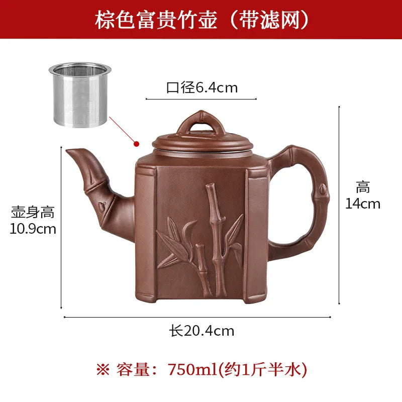Purple Clay Teapots Chinese Kung Fu Tea Set Master Hand Carved Teapot with Tea Infuser Green Tea Filter Kettle Tea Accessories