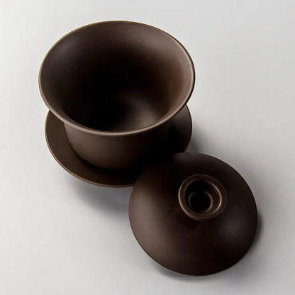 Purple Clay Teaset Chinese Traditional Gaiwan Tea Cups Tureen 120ml Lid Bowl Saucer Zisha Tea Brew Tea Cup Drop Shipping