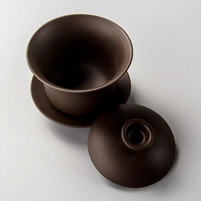 Purple Clay Teaset Chinese Traditional Gaiwan Tea Cups Tureen 120ml Lid Bowl Saucer Zisha Tea Brew Tea Cup Drop Shipping