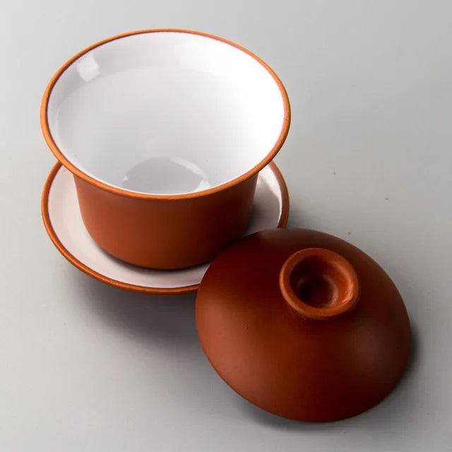 Purple Clay Teaset Chinese Traditional Gaiwan Tea Cups Tureen 120ml Lid Bowl Saucer Zisha Tea Brew Tea Cup Drop Shipping