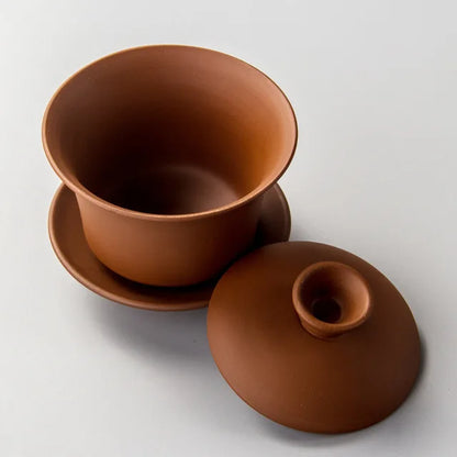 Purple Clay Teaset Chinese Traditional Gaiwan Tea Cups Tureen 120ml Lid Bowl Saucer Zisha Tea Brew Tea Cup Drop Shipping
