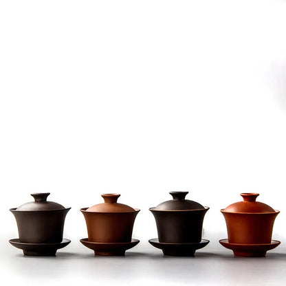 Purple Clay Teaset Chinese Traditional Gaiwan Tea Cups Tureen 120ml Lid Bowl Saucer Zisha Tea Brew Tea Cup Drop Shipping