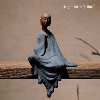Purple Clay monk buddha sitting statues  zen creative ornaments home decoration monk gift  figurines tabletop handcrafts