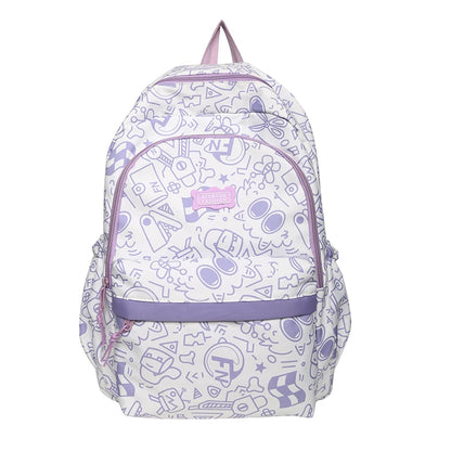 Purple Girl Cartoon Print Travel Book Backpack Women Laptop School Bag Female College Backpack Fashion Ladies Leisure Kawaii Bag