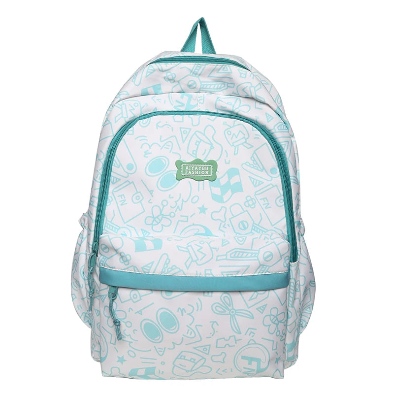 Purple Girl Cartoon Print Travel Book Backpack Women Laptop School Bag Female College Backpack Fashion Ladies Leisure Kawaii Bag