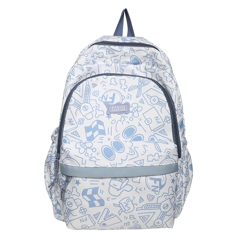 Purple Girl Cartoon Print Travel Book Backpack Women Laptop School Bag Female College Backpack Fashion Ladies Leisure Kawaii Bag