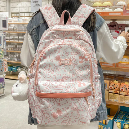 Purple Girl Cartoon Print Travel Book Backpack Women Laptop School Bag Female College Backpack Fashion Ladies Leisure Kawaii Bag